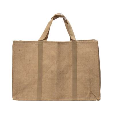 Sac porte bûches en jute naturel 60x30x40cm 330 g/m² intérieur plastifié beige