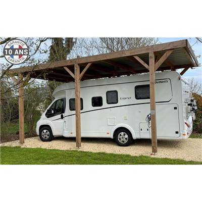 Abri Toit Plat Bois Douglas France Carport Auvent Camping-car 450x650cm H 320cm