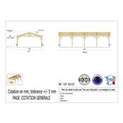 Abri 2 pentes Bois Douglas France Carport Auvent voiture 650x1250cm H 250cm