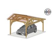 Abri 2 pentes Faitage Décalé Bois Douglas France Carport Auvent voiture 550x450cm H 250cm