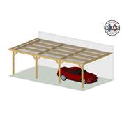 Abri Toit Plat Adossé Bois Douglas France Carport Auvent voiture 350x1050cm H 250cm