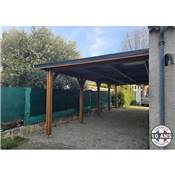 Abri Toit Plat Adossé Bois Douglas France Carport Auvent voiture 400x1150cm H 250cm