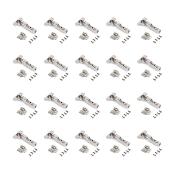 Lot 20 charnières coudées X92 fermeture amortie embases visser Acier nickelé