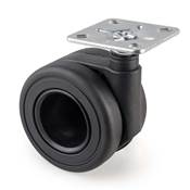 Lot 4 roulettes Hole plétine montage diam. 65mm Acier noir plastique