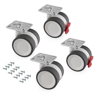 Lot 4 roulettes Bowl 2 plétine montage diam. 50mm Acier plastique