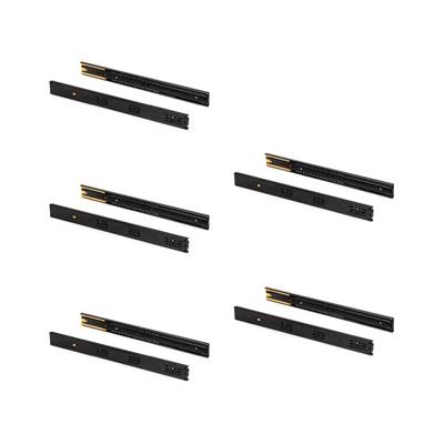 Lot 5 jeux Coulisses tiroirs roulement billes haut. 45mm prof. 400mm sortie totale  amortie Noir