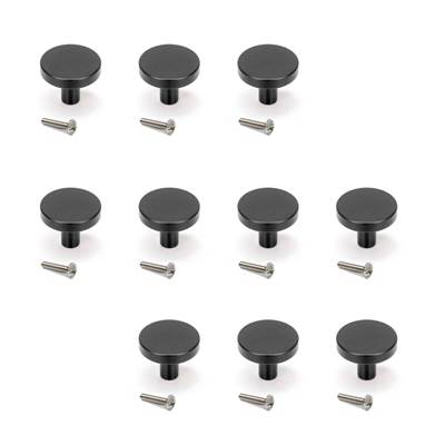 Lot 10 boutons meubles Uppsala diam. 30mm alu. noir