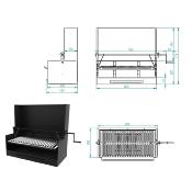 Barbecue charbon de bois 80 cm avec paravent et élevateur
