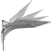 Parasol de jardin carré déporté 400x300cm mât 90x53mm gris tissus gris