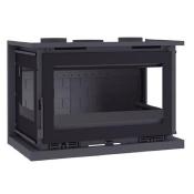 IT-183 FK - Insert à bois en acier, foyer fonte, verre sérigraphié, 3 cotés vitrés, noir