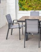 2 Fauteuils à manger structure anthracite tissus gris