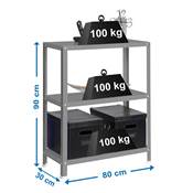 Étagère en métal  3 étagères charge 100 kgs dim.902x810x310mm à visser