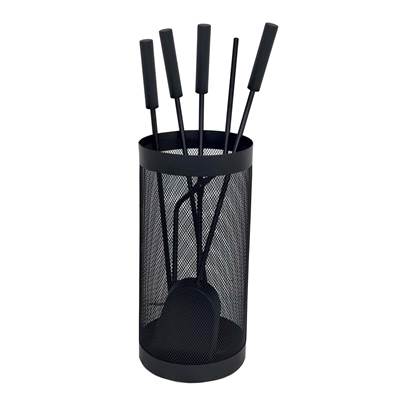 Serviteur ustensiles poêles cheminées 5 pièces hauteur 50cm diam.17cm noir