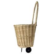 Chariot à bûche osier naturel sur roulettes h.97cm h. panier 45cm diam. 47cm