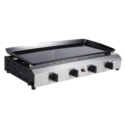 Plancha gaz grise et noir 4 brûleurs 9,6Kw dim.73x34cm