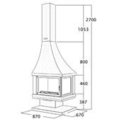 Cheminée de coin sur pied ouvert 14.4 Kw