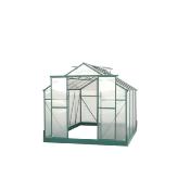 Serre jardin structure aluminium couleur verte fenêtres de toit et dimensions au choix