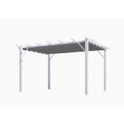 Pergola aluminium structure blanche 12 m² toile d'ombrage