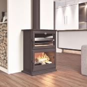 Poêle à bois double combustion bûcher et grille de cuisson 15 kW – M-102 -  FM Calefaccion