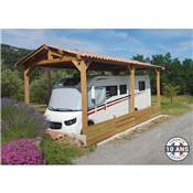 Abri 2 pentes Bois Douglas France Carport Auvent Camping-car 350x650cm H 320cm