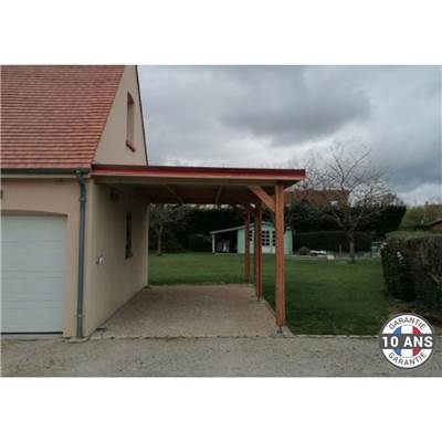 Abri Toit Plat Adossé Bois Douglas France Carport Auvent Camping-car 350x750cm H 320cm