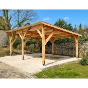 Abri 1 pente Bois Douglas France Carport Auvent voiture 400x750cm max H 250cm