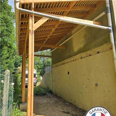 Abri 1 pente Adossé Bois Douglas France Carport Auvent voiture 300x550cm H 250cm