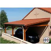 Abri 1 pente Adossé Bois Douglas France Carport Auvent voiture 300x700cm H 250cm