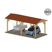 Abri 2 pentes Bois Douglas France Carport Auvent voiture 300x700cm H 250cm
