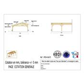 Abri 2 pentes Faitage Décalé Adossé Bois Douglas France Carport Auvent voiture 600x750cm H 250cm