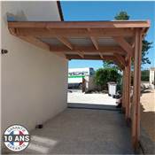 Abri Toit Plat Adossé Bois Douglas France Carport Auvent voiture 300x600cm H 250cm