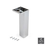 Lot 4 pieds meubles Smartfeet coin réglable 140-150mm plastique Chromé