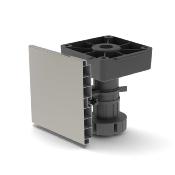 Kit pieds Vérins Bone base carrée meubles haut. 100mm réglable 98-140mm plastique Noir