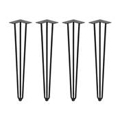 Lot 4 pieds Hairpin 3 fils par table haut. 710mm Acier noir