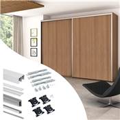 Kit quincaillerie Placard 81 2-coulissants fermeture souple profil aigu ép. 16mm mat