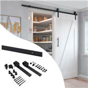 Kit quincaillerie porte coulissante suspendue bois Barn Sans fermeture souple Acier plastique noir