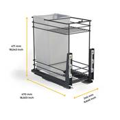 Chariot coulissant paniers chariot pain Titane f. amortie mod. 300mm Acier Anthracite