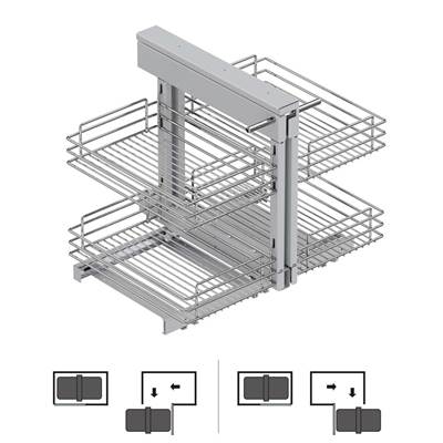 Système d'angle extractible meuble cuisine Suprastar acier chrome