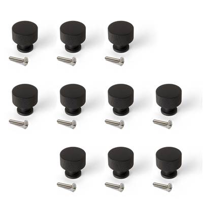 Lot 10 boutons meubles Argos diam. 30mm alu. noir