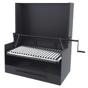 Barbecue charbon de bois 60 cm avec paravent et élevateur
