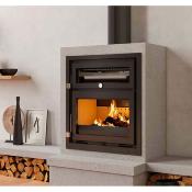 Insert  bois avec four 17kw vermiculite bches 62cm sortie 150mm