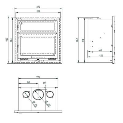 Insert à bois avec four 18kw vermiculite bûches 75cm sortie 200mm,I-180 ...