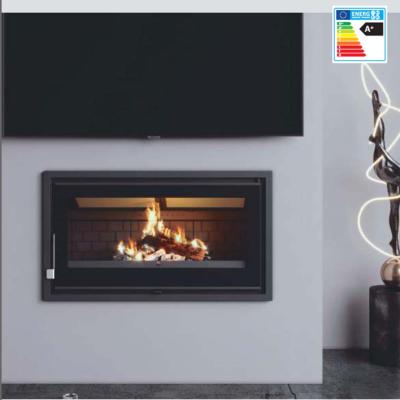 Insert à bois panoramique 17,9kw vermiculite bûches 88cm sortie 200mm