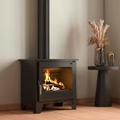 Poêle à bois de face avec pieds 12kw fonte bûches 65cm sortie 150mm