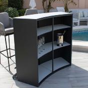 Bar de jardin dantel 150x65x111cm 3 tabourets anthracite tissus gris clair
