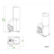 Aspirateur mobile monophasé 160 litres 1 sac 1500w fm300-mono