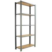 Étagère en métal gris nodi 5 étagères charge 200 kgs dim.2100x1600x300mm sans vis