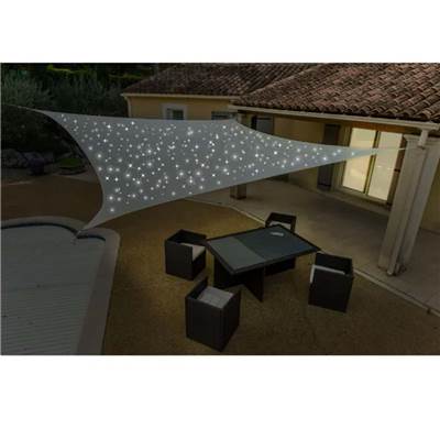 Voile d'ombrage rectangulaire crème 160g/m2 dim.4x5m300 LED solaires