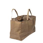 Sac porte bûches en jute naturel 60x30x40cm 330 g/m² intérieur plastifié beige