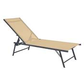 Transat réglable 5 positions 182x53x33,5cm 120kg tissus textilène crème
